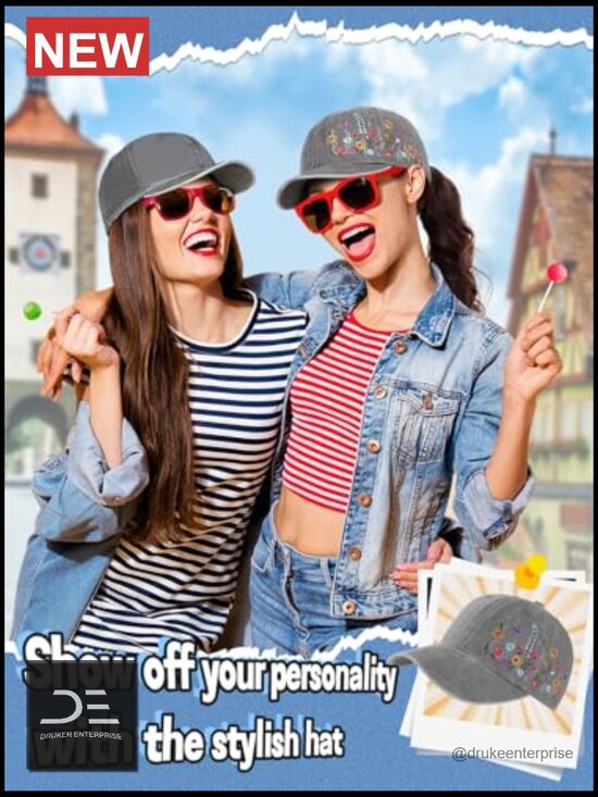Embroidered Baseball Cap - Adjustable Breathable Polyester Hat for Casual Wear